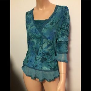 🌸 ♥️💜 Boho aqua blues greens M L Dress Barn